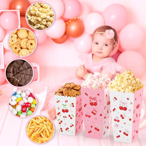 Image of K KUMEED 20 PCS Cherry Party Supplies,Cherry Popcorn Favor Boxes,Summer Fruit Cute Cherry Birthday Decorations Popcorn Bowls Popcorn Buckets Popcorn Bags for Baby Shower Daily Holiday (Medium)