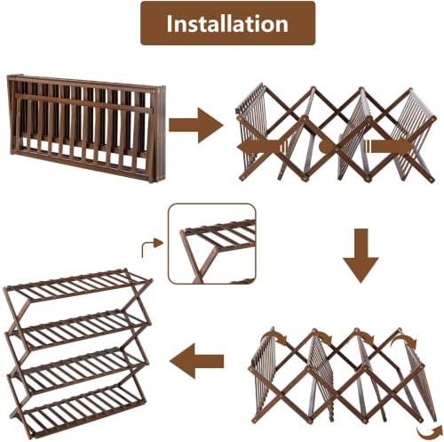 Aleavic Bamboo Shoe Rack, Foldable Multifunctional Freestanding Shoe Rack For Closet, Entryway, Balcony, Living Room, Bedroom #TOP2