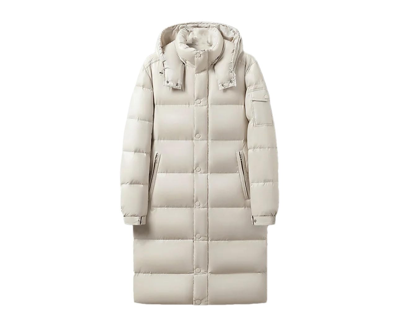 REHJJDFD Men Long Coat Men Warm Parkas Mens Hooded Down Jacket Black Gold Glossy Ultra Light White Duck