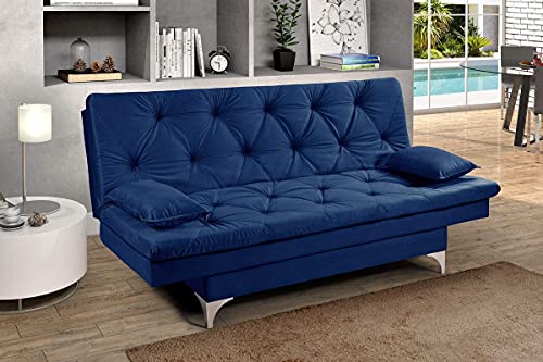Sofa Cama Austria 3 Posições Reclinavel Essencial Estofados Azul Marinho