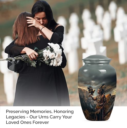 Image of Native American Urns for Ashes - Burial Urns for Human Ashes Adult Male - Cremation Urns for Burial - (10 inch Pack of 1)