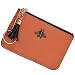 AnnabelZ Women's Coin Purse Change Wallet Pouch Leather Card Holder with Key Chain Tassel Zip (Orange)