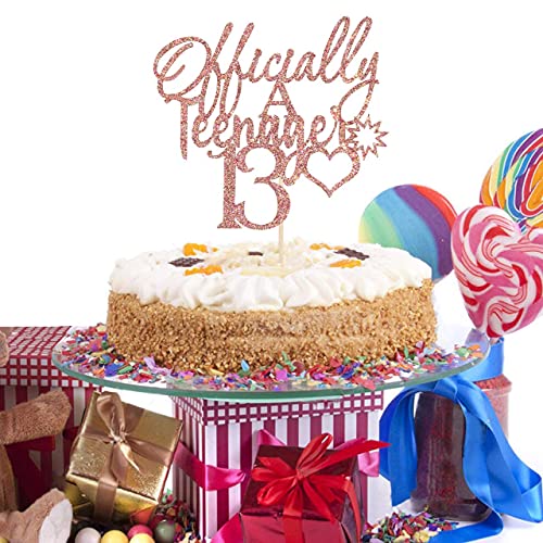 Image of FestikoRose Gold Glitter 13 Cake Topper - 13th Birthday Cake Decorations - 13th Birthday Party Decorations for Teens - Happy 13th Birthday Cake Topper