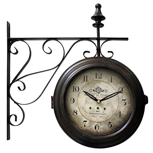 Yosemite Home Decor Double Sided Iron Wall Clock, Multicolor