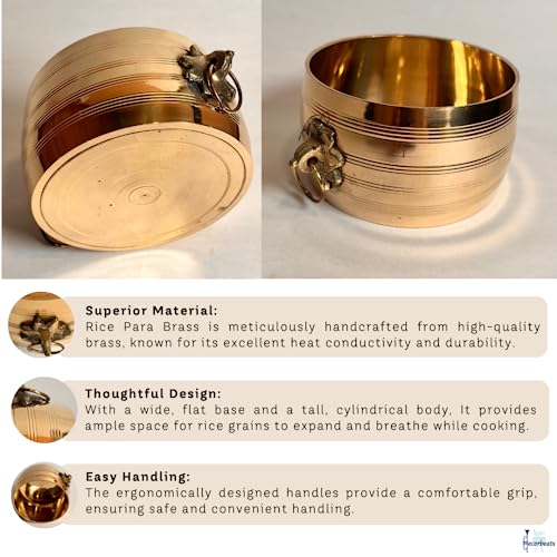 Image of Pure Brass Changazhi Rice Measuring Pot (0.5L) - Traditional Kerala Brass Para Vessel for Puja, Housewarming & Wedding Gifting