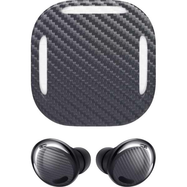 Skinit Decal Audio Skin Compatible with Galaxy Buds Pro - Silver Carbon Fiber Specialty Texture Material Design