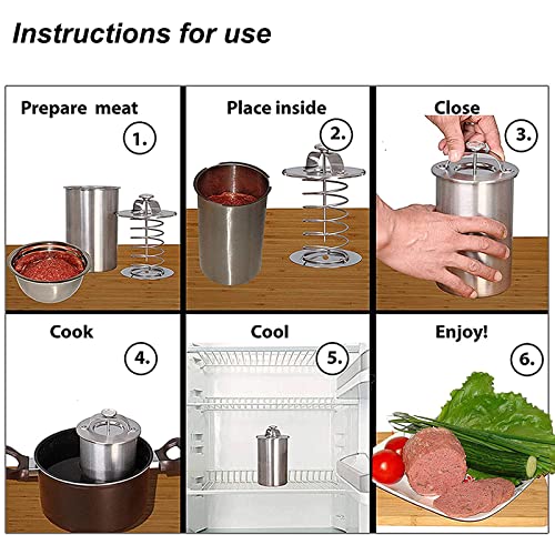 Miniatura 3 de Joyeee Presión Para Jamón De Acero Inoxidable, Maquina De Fabricante De Sándwich Jamón Con Termómetro Para Hacer Jamón Casero Tocino Marisco Fiambres Aves De Corral Pastel De Carne, Olla Para Jamón 1