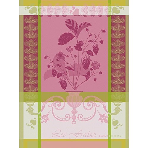 Garnier Thiebaut 20266 100% two-ply twisted cotton Fraisier Kitchen Towel, 22 by 30-Inch, Rose, Made in France