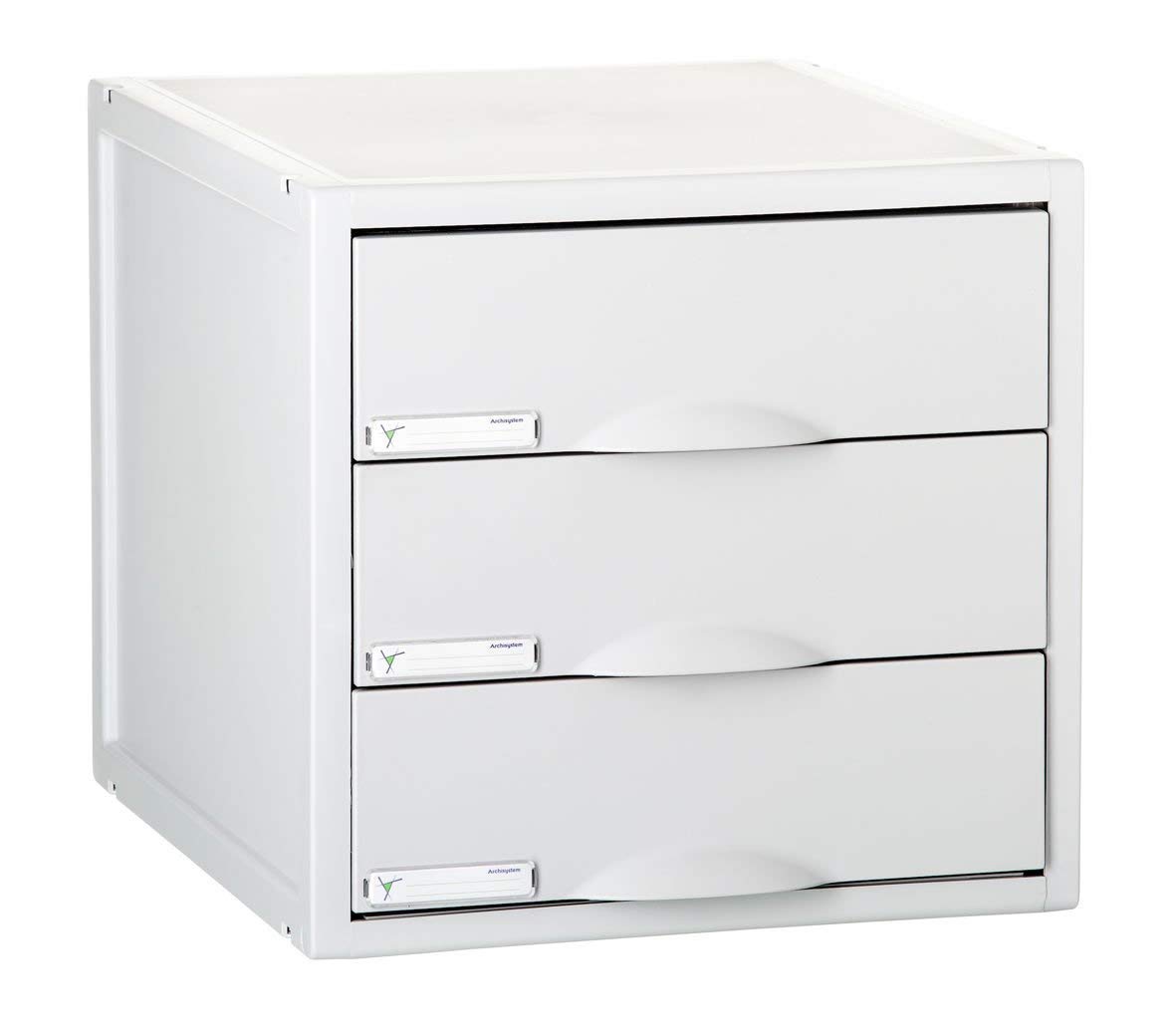 Archivo 2000 - Sistema de organización modular 3 cajones, Cajonera Oficina, Cajones de almacenamiento, Fichero cajones, Organizador para despacho, hogar, escuela. Archisystem GR 356 x 316 x 303 mm.
