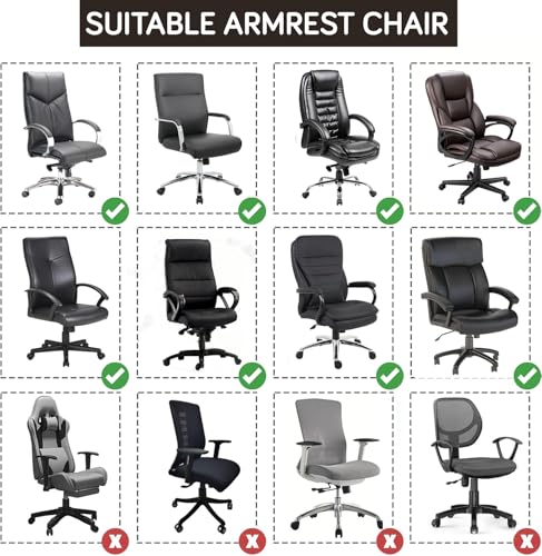Image of HOKIPO 'SereneSolids' 140 GSM Armrest Covers for Office Chair (Zipper Style), 1 Pair, Coffee (AR-5934-CFE)