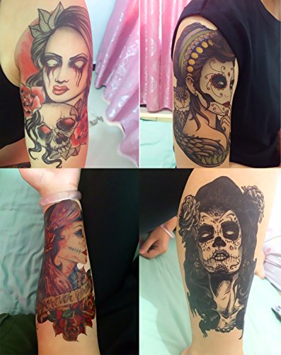 DaLin Temporary Tattoos Day of the Dead Halloween 4 Sheets (Lady 1)