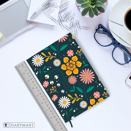 Image of Hard Bound Notebook for Girls & Women | A5 Ruled Journal | 192 Pages | 80 GSM Premium Paper | Designer Laminated Cover | Ribbon Bookmark | Notebook for School, College, Office, Journaling & Note Taking (DM4004)