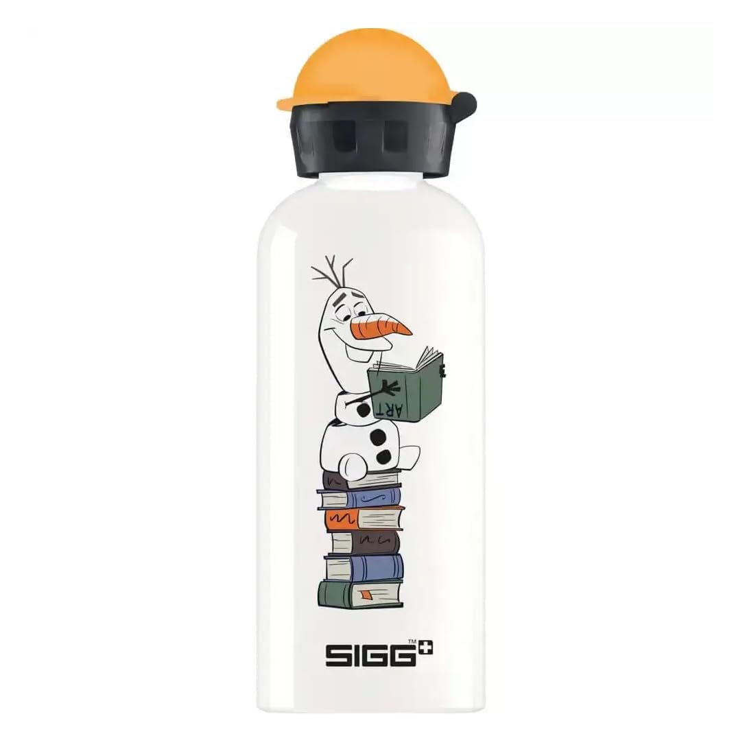 SIGG - KBT Disney Frozen Olaf alüminyum içecek şişesi, sızdırmaz ve kırılmaz, tüy kadar hafif, BPA içermez, iklime zarar vermez sertifikalı, spor ve okul, beyaz, 0,6 l