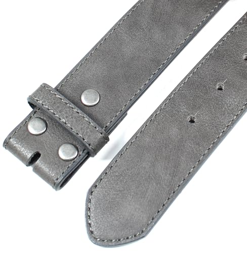 Image of BC Belts Leather Belt Strap with Vintage Distressed Texture 1.5 inch Wide with Snaps and without Buckle