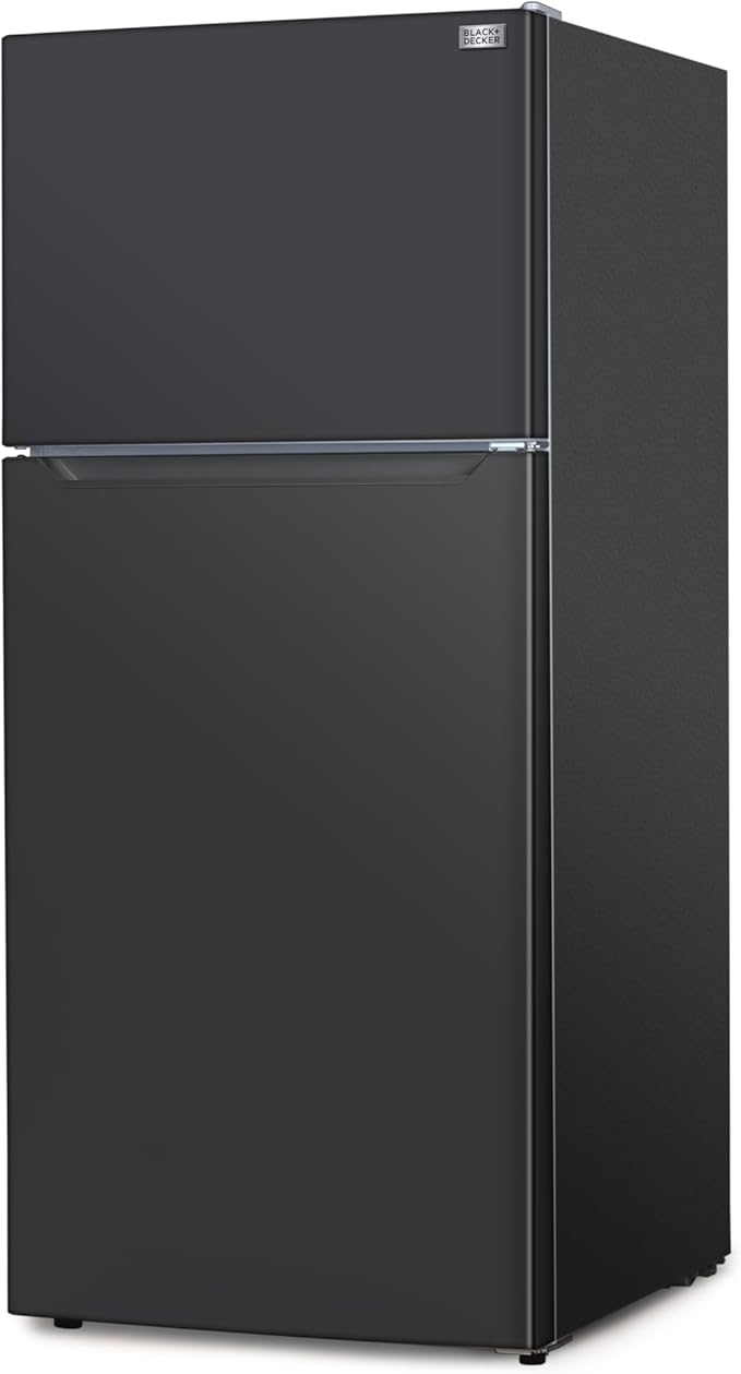 BLACK+DECKER 18.1 Cu. Ft. Top Mount Refrigerator with Ice Maker, 2-Door Refrigerator with Top Freezer, Freezer with Icemaker and Adjustable Temperature Control, ENERGY STAR, BR1810HIMB, Black on Fridge.com