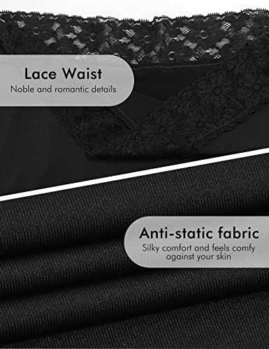 Moscoal Half Slips For Under Dress Women Underskirt Dress With Elastic Floral Lace Waistband Black Medium #TOP1