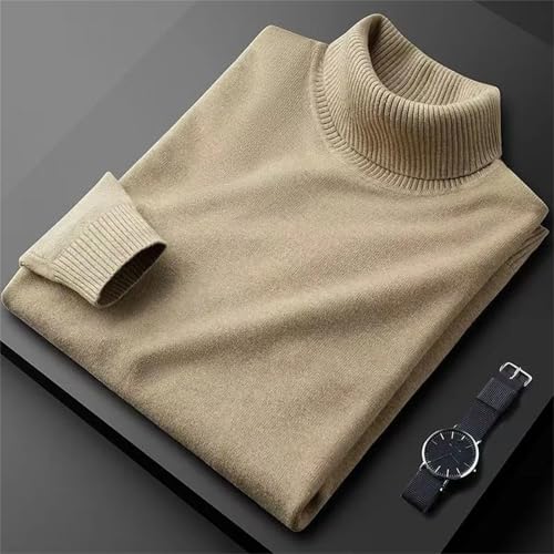 Men's Retro Long Sleeve Sweater Casual Solid Color Turtleneck Pullover Knitted Street Warm Top4