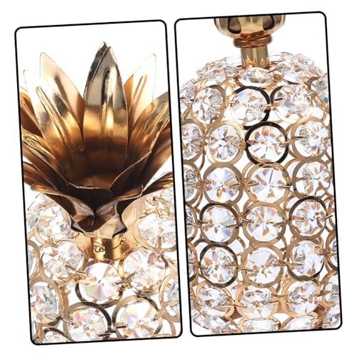 Ornement Ananas Décoratif Stable en Métal et Cristal pour Statuette de Bureau