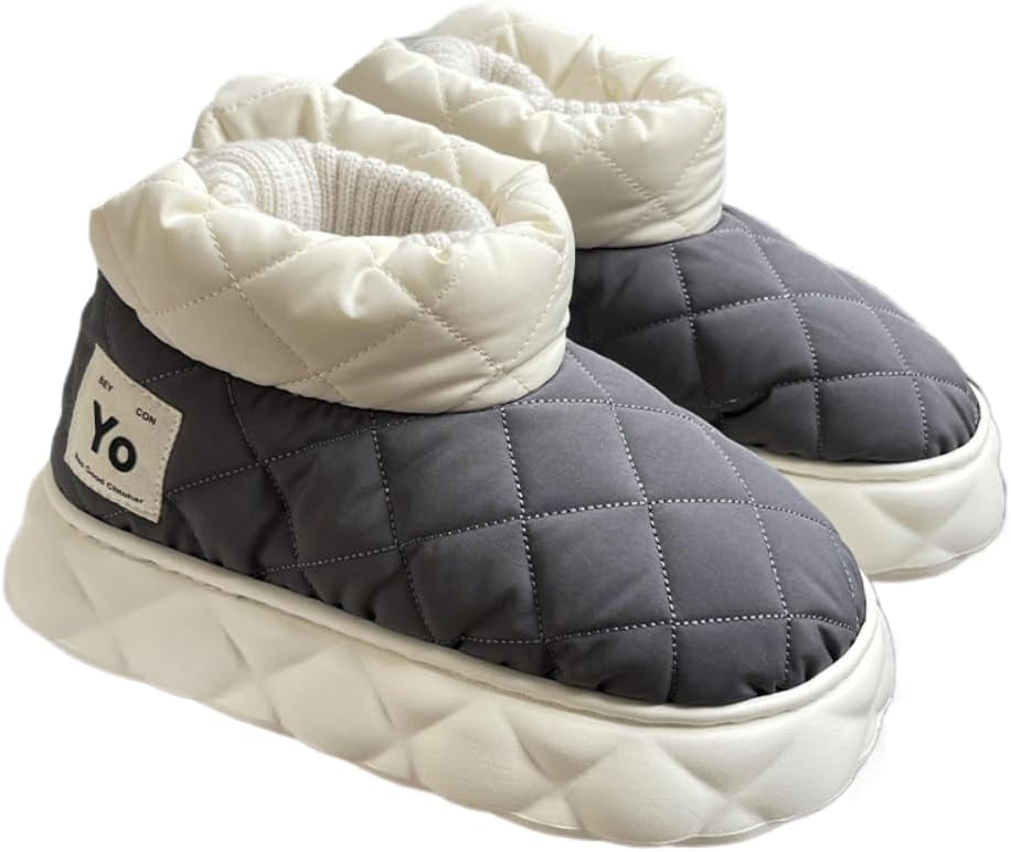 Premium Comfort Luxury Thermal Down Closed Back Non Slip Men's Fuzzy House Slippers Indoor Soft Warm Furry Shoes