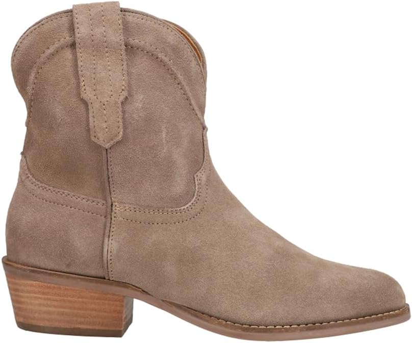 Dingo Womens Tumbleweed Roper Round Toe Pull On Casual Boots Ankle Low Heel 1-2" - Black