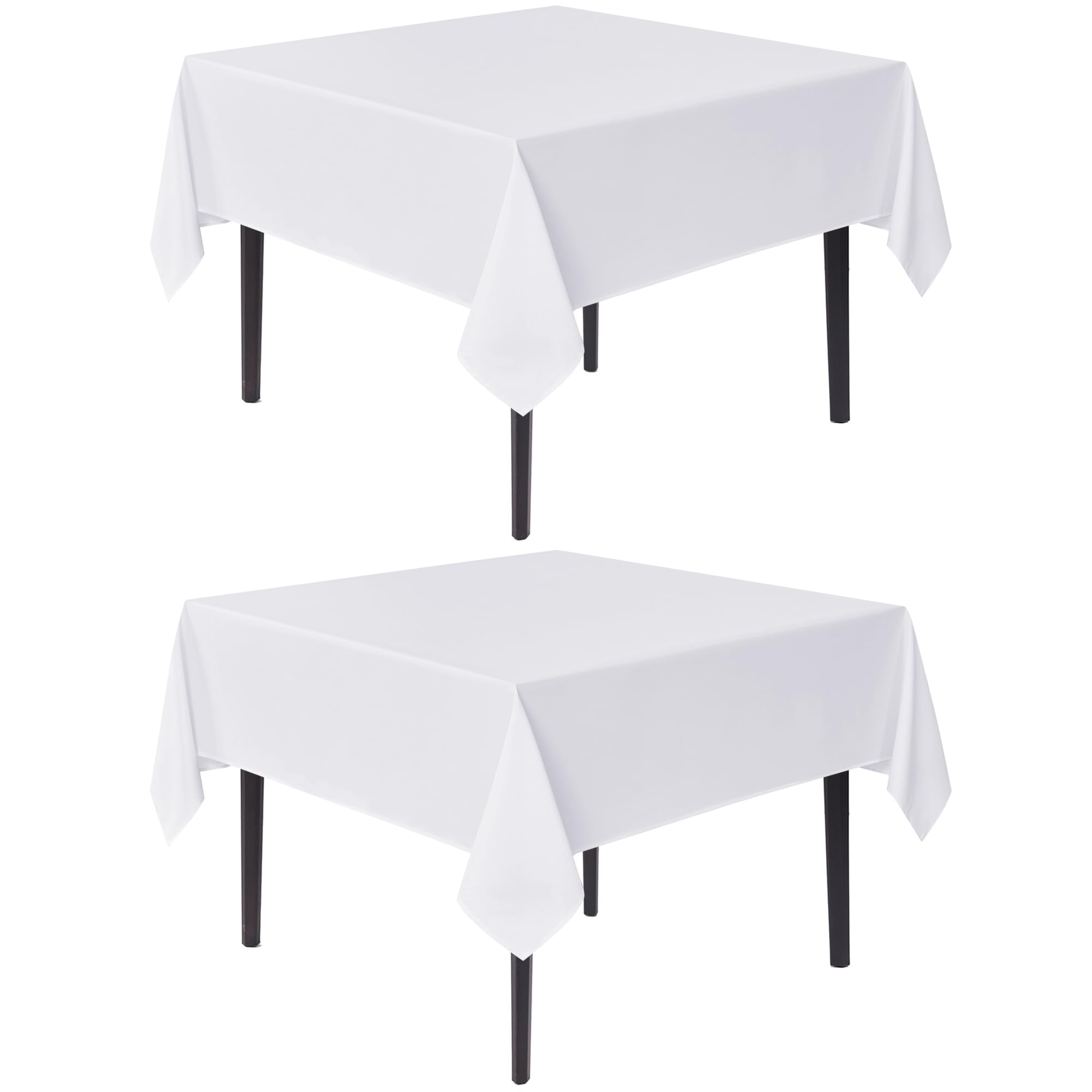 Photo 1 of sancua White Square Tablecloths 54x54 Inch, 2 Pack - Fabric Table Cloth for Square or Round Tables, Washable Polyester Table Cover for Dinner, Holiday Party, Decorative Display Tables