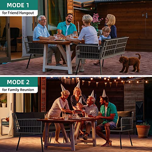 Yitahome 4 Pieces Patio Furniture Set, Outdoor Rope Woven Conversation Sectional L-Shaped Sofa With 5 Seater For Backyard, Porch, Boho Detachable Lounger With Thickness Cushions And Side Table - Black #TOP5