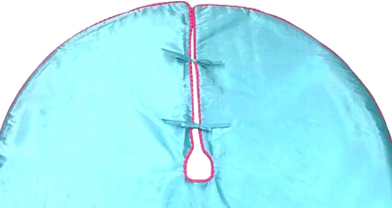 Needzo Blue Flamingo Decor Tree Skirt Christmas Decoration, Colorful Beach Themed Reusable Festive Holiday Decoration, 42 Inches