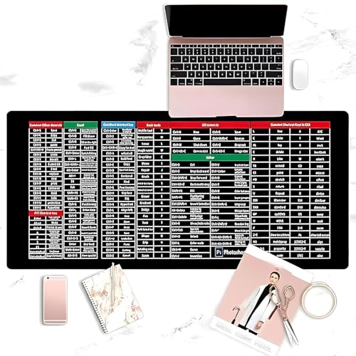 Image of KRESHU Anti-Slip Keyboard Pad | Keyboard Shortcuts Printed Super Large Mouse Keyboard Mat | Keyboard Shortcuts Office Software Printed | Thickened Lock Edge Pad for Desk PC Laptop Office (Pack of 1)