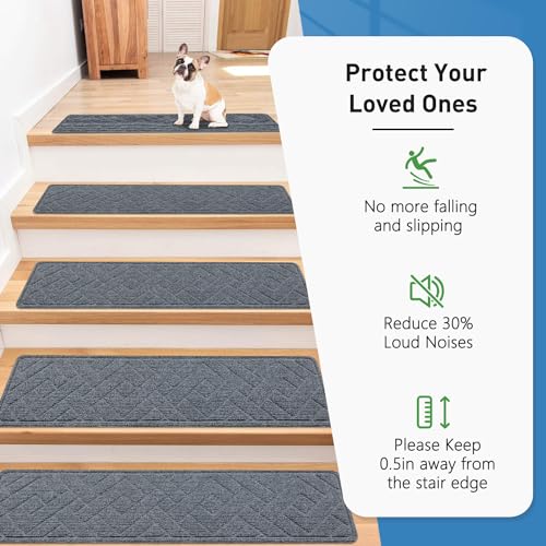 Pattengo LTD-JX-DGREY-HCUS Non Slip Stair Treads For Wooden Steps,15 Pack 8 Inch X 30 Inch Stairs Carpet Treads Indoor thumb #1