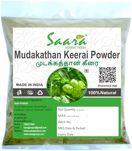 Saara HERBAL FRESH Mudakathan Keerai Powder,100g, Balloon Vine Leaf Powder, Kanphata, Budda Kakara, Agniballi, Jyotishmati Leaf Powder, (pack 1 x 100g)