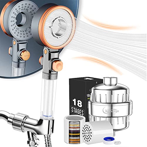 Luxsego Filtered Shower Head with Handheld and 18 Stage Shower Filter Bundle, High Pressure Shower Heads with Filters for Hard Water, Shower Water Filter to Remove Chlorine