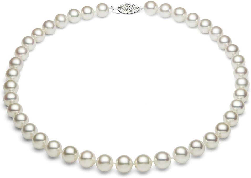 9-10mm Cream Freshwater Cultured Pearl Necklace AAAA Quality 14k Gold