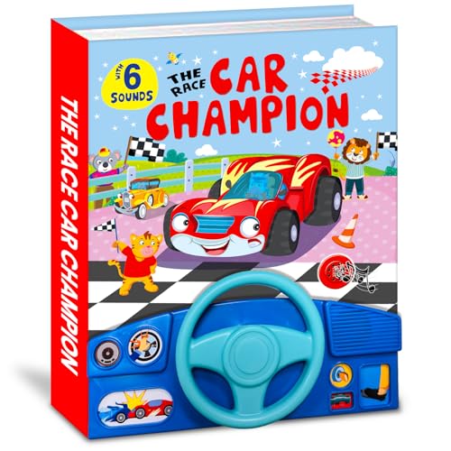 Image of The Race Car Champion Interactive Sound Book, with 6 Sounds, Steering Wheel, Children's Book