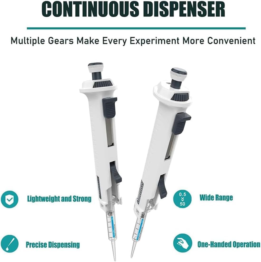 Micropipeta De Laboratorio, Pipeta Monocanal, Con Puntas De Pipeta De 5 Ml, Desplazamiento De Líquido Ajustable En 5 Posiciones, Pipeta Continua De Alta Precisión, Para Uso Químico Y En Investigación