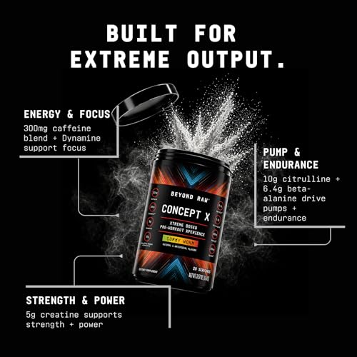 Image of BEYOND RAW Concept X, Clinically Dosed Pre-Workout Powder, Contains Caffeine, L-Citrulline, Creatine, and Beta-Alanine, Gummy Worm Flavor, 20 Servings | Clinically Dosed Formula with Caffeine, Creatine, L-Citrulline, and Beta Alanine to Support Energy, Strength, and Endurance