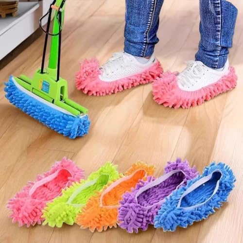1 Pair Mop Slipper Shoes Cover Soft Washable Microfiber Shoes Cover Reusable Foot Socks for Floor Polishing Sweeping Mop Tool3