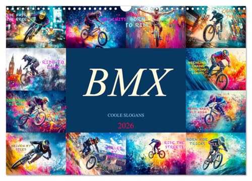 BMX - Coole Slogans, US-Version (Wall Calendar 2026 DIN A3 Landscape), CALVENDO 12 Month Wall Calendar