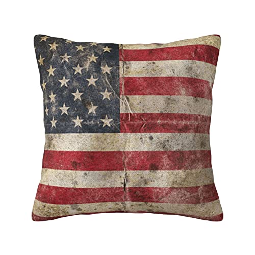 Federa copricuscino con bandiera degli Stati Uniti d'America su una federa decorativa vintage, 45,7 x 45,7 cm, quadrata, per divano e camera da letto