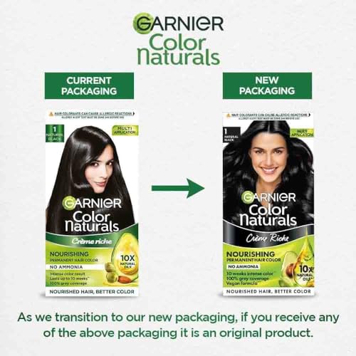 Garnier, Hair Colouring Creme, Long-lasting Colour, Smoothness & Shine, Color Naturals, Shade: 1 Natural Black, 70ml + 60g (PACK OF 2) 260g - Image 6