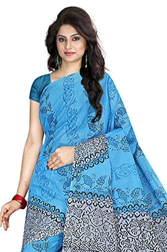 Image of TAMAIRA FASHION Mulmul Pure Cotton Saree For Woman Floral Block Printed |Office Wear Daily Wear Sarees For Women Without Blouse Piece