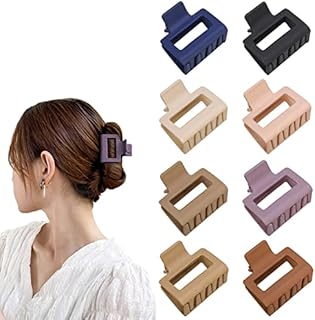 Firtink 8 Pcs Medium Hair Claw Clips for Women Girls, 2" Square Non-slip Hair Clip Matte Hair Claws Colourful Strong Hold Jaw Clips for Thin/Medium/Thick Hair Accessories