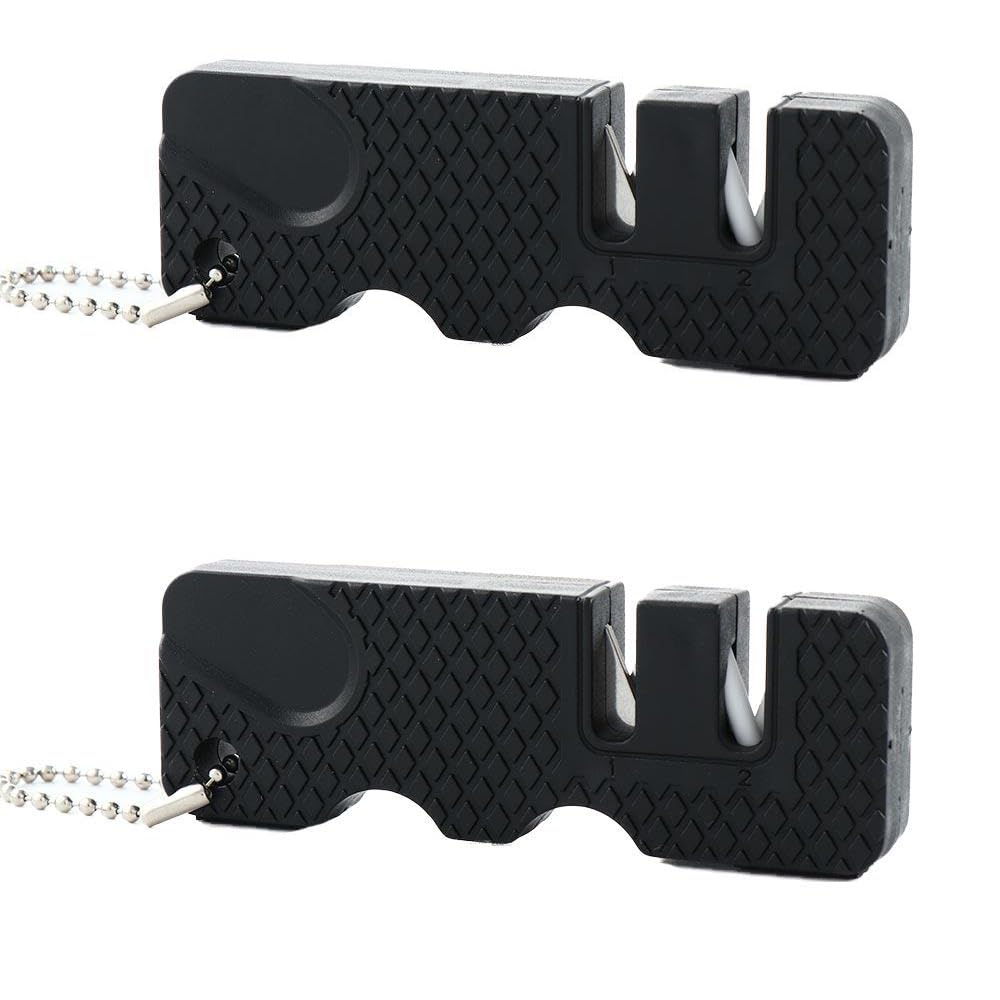Knife Sharpeners 2PCS Kitchen Multipurpose Keychain Whetstone Carbide Knife Pocket Diamond Sharpening Tool Outdoor Camping Knives Accessories