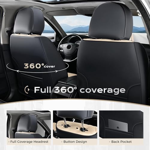 Image of Coverado Car Seat Covers, Car Seat Covers Front Seats, 2-Pack Front Seat Cover, Nappa Leather Waterproof Seat Covers, Car Seat Protectors, Automotive Seat Covers Universal Fit for Most Vehicles