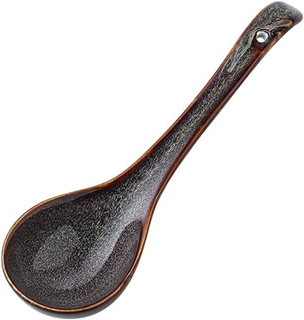 Tea spoons Large Soup Spoon Ceramic Spoon Long-handled Spoon Under Glaze Cake Dessert Spoon Suitable for Home Use Two-piece Ice tea spoons (Color : Black) (Blue)