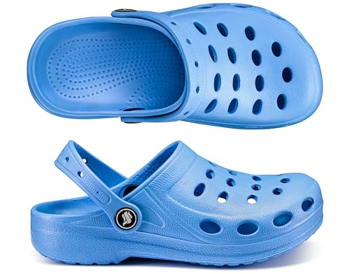 ESTRO Zuecos Niño Piscina Sandalias - Zuecos Cross Niño Sandalias Goma Niña Chanclas Playa Niña A03 (Azul Claro, 33 EU)
