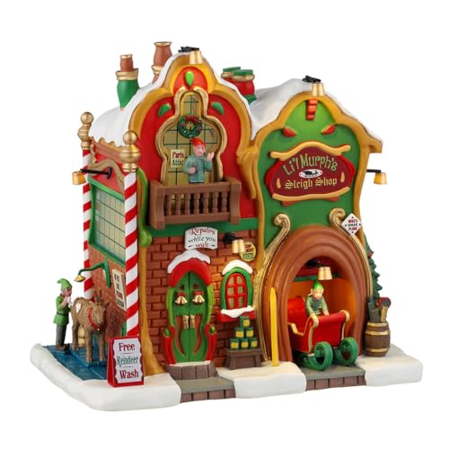 LEMAX Edificio Iluminado de Colección en Resina Taller de Trineos Navideños Miniature 2