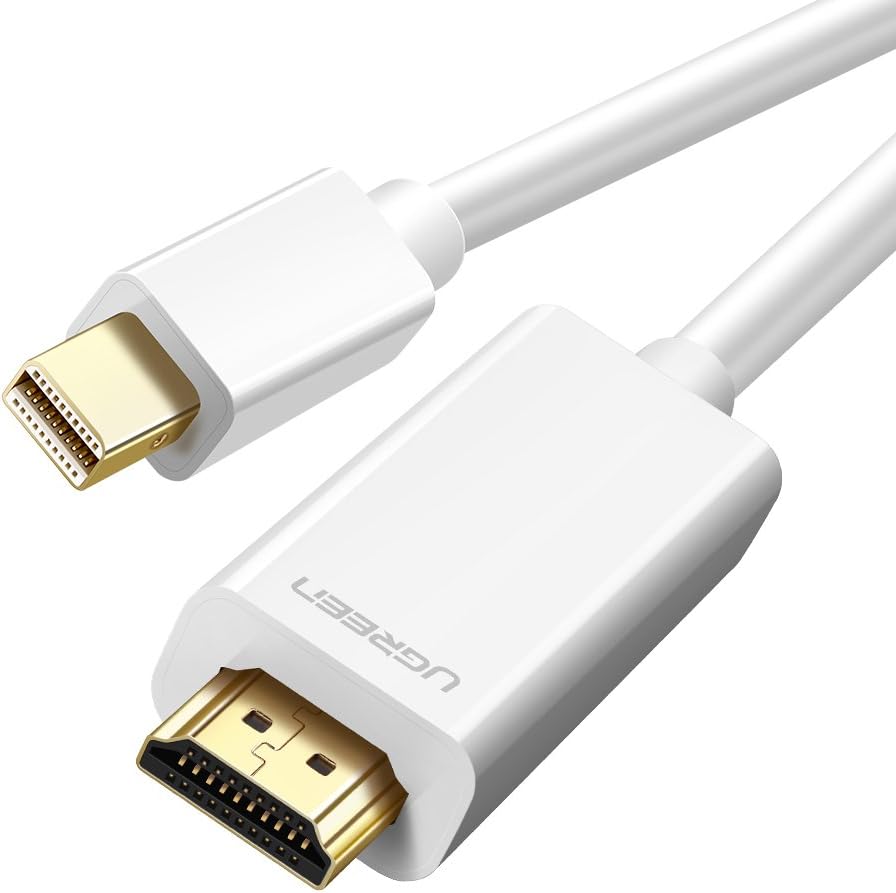 UGREEN Mini Displayport to HDMI Cable (Thunderbolt to HDMI Compatible), Mini DP to HDMI Adapter Cable Compatible 1080P Full HD For MacBook Pro,Macbook Air, iMac, Mac Mini - 2Meter White