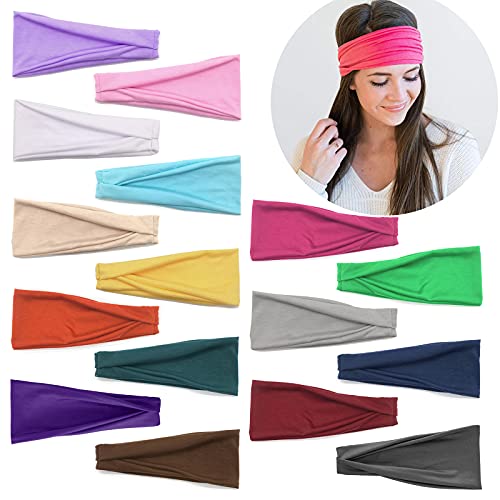 16 Pack Women's Boho Headbands Elastic Hair Band Fitness Head Wrap Hair Accessories for Girls Women