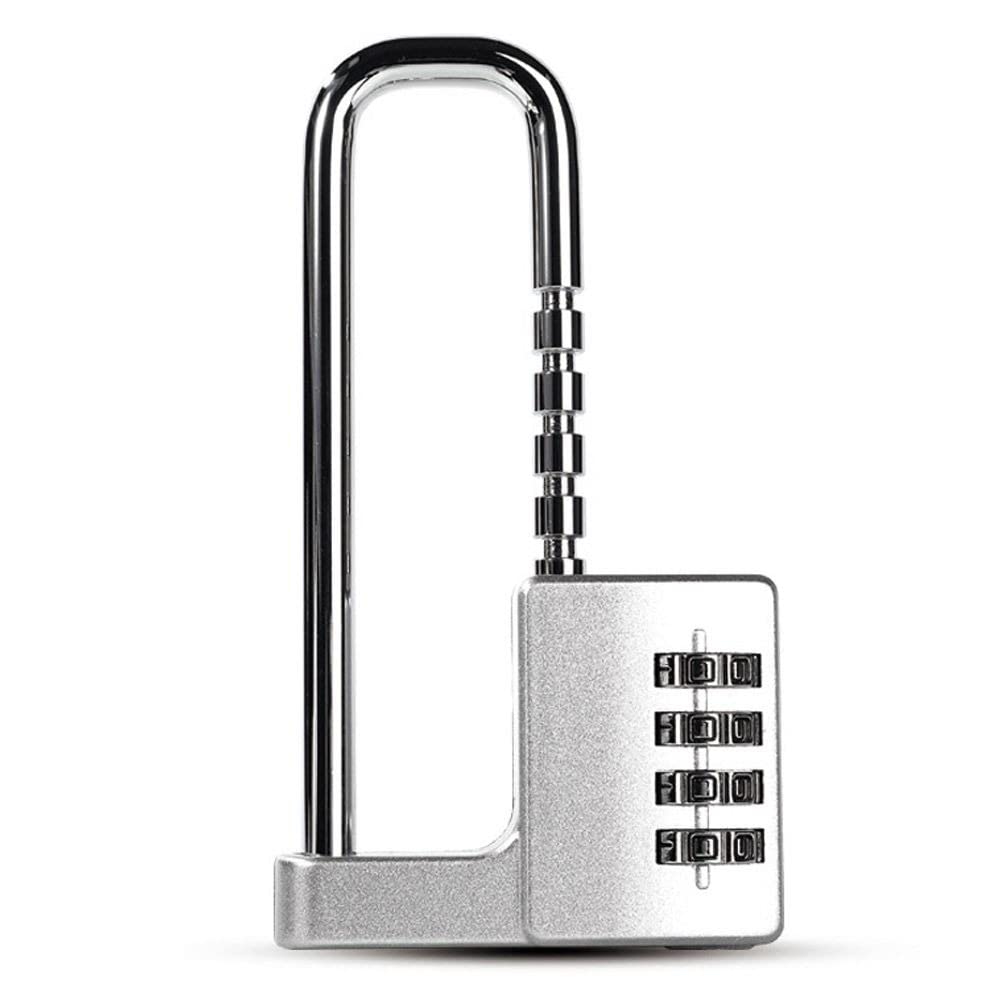 Andy's Orchids 4 Digit Combination Padlock, U-Lock Password Cabinet Lock, Stainless Steel Retractable Long Shackle Lock for Outdoor, School, Gym, Sports lockers, Fences