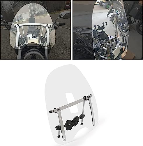 Image of Universal 18 inchx16 inch Motorcycle Windshield Windscreen Compatible with Harley Davidson Sportster Dyna Glide Softail Honda Kawasaki Suzuki Yamaha Cruiser Savage Intruder Volusia Boulevard Vulcan Vn Clear